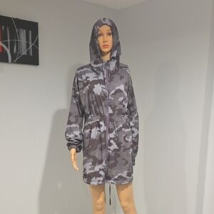 Zella Gray Camouflage Hooded Utility Jacket